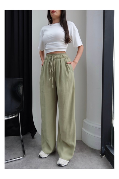 ESRAHELVACI Παντελόνι με φαρδιά μπατζάκια και λάστιχο στη μέση