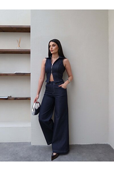 ESRAHELVACI Σετ παντελονιού με γιλέκο διπλού φερμουάρ