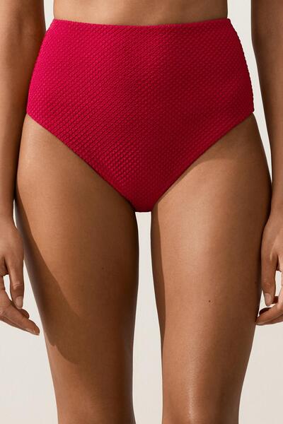 Oysho Waffle dokulu klasik yüksek bel bikini altı