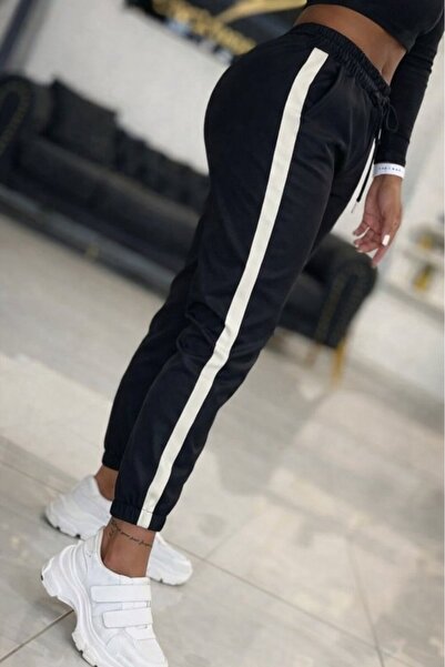 Wear Up Γυναικείο δερμάτινο παντελόνι με ψηλόμεσο ελαστικό πλαϊνό ριγέ