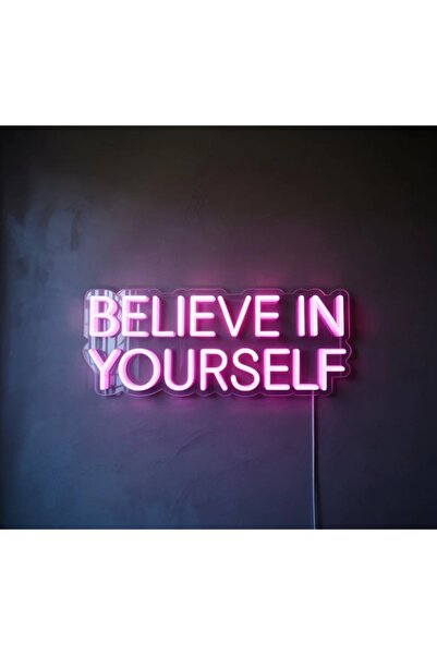 Slasa Believe in Yourself LED Neon Sign 20x40 cm Pink Light with 6mm Acrylic ...