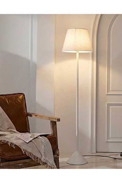 co arma White Base Floor Lamp, Modern and Elegant Design, White Fabric Shade,...
