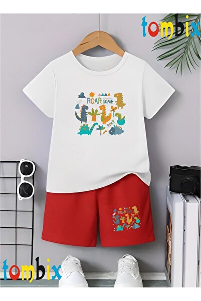 tombix Dinosaurs Printed T-Shirt Shorts Summer Children's Set