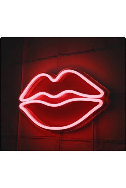 Slasa LED Lips Neon Sign 30x40 cm Red Light with 6mm Acrylic Base Beauty Wall...