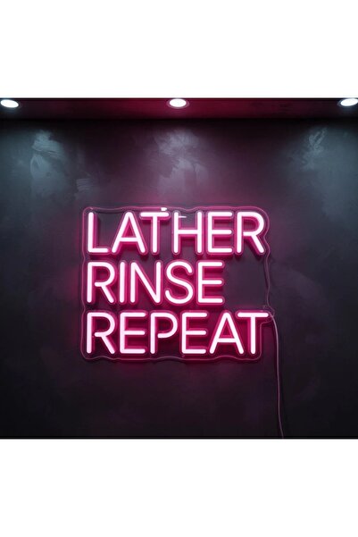 Slasa Lather Rinse Repeat LED Neon Sign 30x39 cm Pink Light with 6mm Acrylic ...