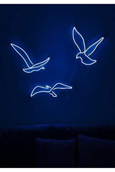 Slasa Dove Set LED Neon Sign 30x40 cm Blue Light with 6mm Acrylic Base Decor