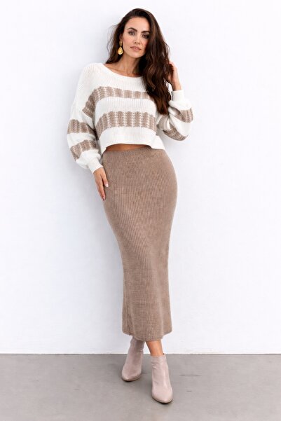 Wear Up Γυναικείο μακρυμάνικο κοστούμι με λαιμόκοψη με φαρδύ πλεκτό μπλουζάκι...