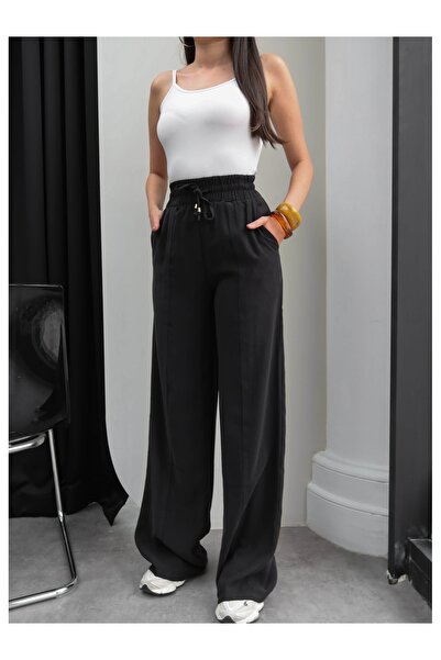 ESRAHELVACI Παντελόνι με διακοσμητική ραφή μπροστά και κορδόνια στη μέση