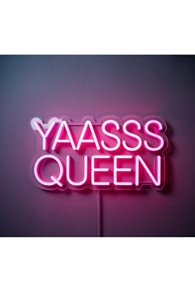 Slasa Yaassss Queen LED Neon Sign 30x45 cm Pink Light with 6mm Acrylic Base S...