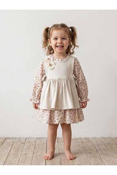 Cherrys Bebek Tie-Up Crispy Flower Girl Dress