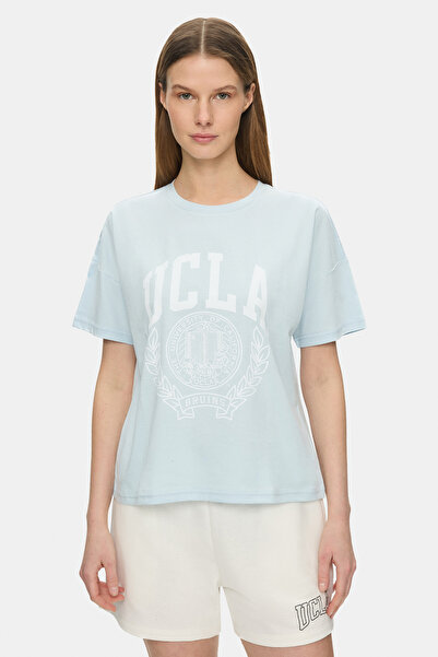 UCLA Γυναικείο μπλουζάκι AVALON Sky Blue με στάμπα, 100% βαμβάκι, χαλαρή εφαρ...