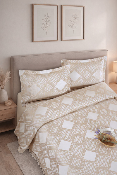 BİRHOME Σετ μοντέρνο διπλό κάλυμμα κρεβατιού Likya Jacquard French Lace 240x2...