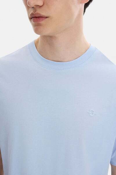 Back And Bond Blue Regular Fit Knitted Crew Neck T-Shirt