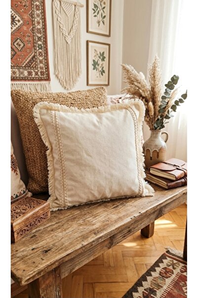 oiphome Κάλυμμα μαξιλαριού Bohemian 43x43 από λινό με υφή καρφιού, τιμή προσφ...