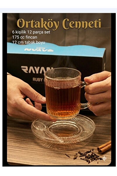 ORTAKÖYCENNETİ 6 Person 12 Piece Let's Drink Tea Coffee Set 175 Cc Mug 12 cm ...