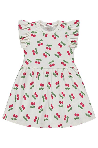 Civil Girls Φόρεμα με σχέδιο κεράσια για 2-5 ετών - Εκρού