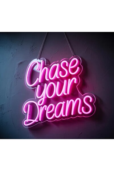 Slasa Chase Your Dreams LED Neon Sign 30x40 cm Pink Light with 6mm Acrylic Ba...