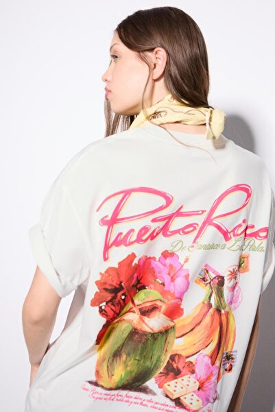 Bershka Oversize baskılı tişört