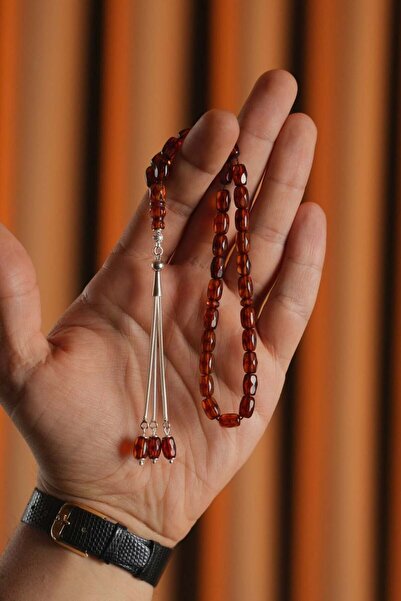 dergah tesbih Wrist Length Russian Drop Amber Silver Design Prayer Beads (Amb...