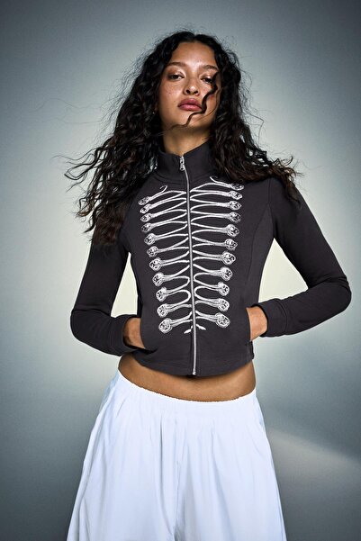 Bershka Dar kesim grafik desenli ceket