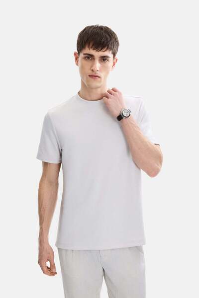 Back And Bond Gri Regular Fit Bisiklet Yaka Basic Tişört