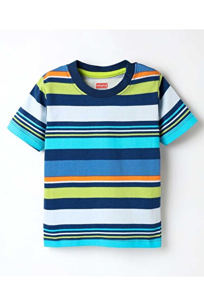 Babyhug Knit Half Sleeve Striped T-Shirt - Multicolor
