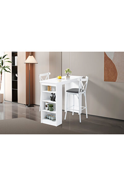 Erz Design Vista Eylül Bar Raflı Mutfak Masa Takımı 50x120