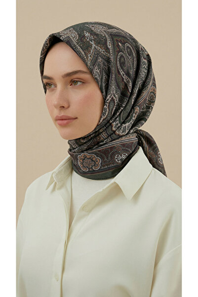 Karaca Neri̇s Patterned 120*120 cm Cotton Scarf - Brown / Khaki