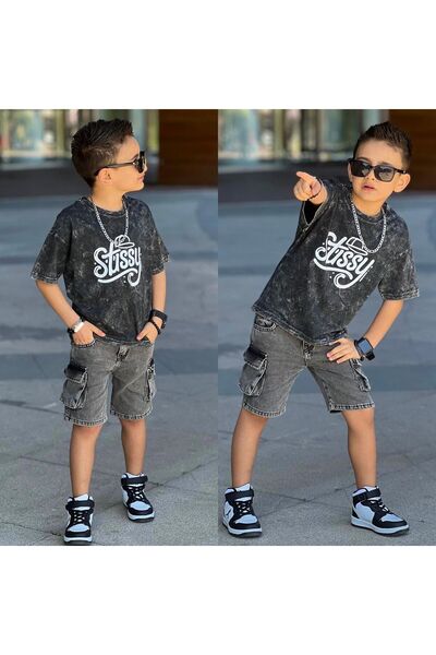 RAPAPA طقم مطبوع للأولاد من STUSSY-2050