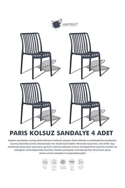 Daim Plastik PARİS | 4 ADET KOLSUZ LUX CAFE & RESTAURANT SANDALYESİ