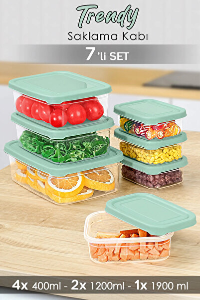 Meleni Home مجموعة من 7 حاويات تخزين طعام مستطيلة الشكل - حاوية طعام مناسبة ل...