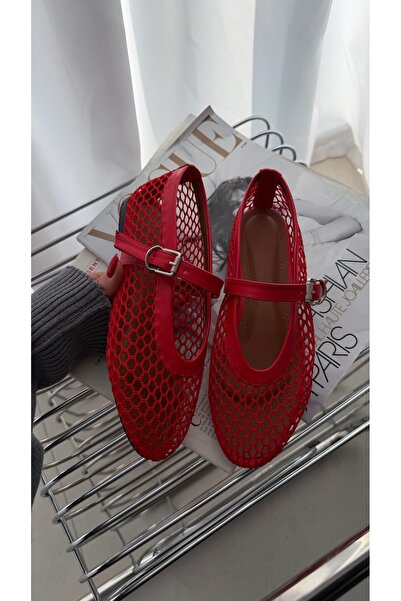 Gilla Shoes and Bag Lia Kırmızı Renk File Babet
