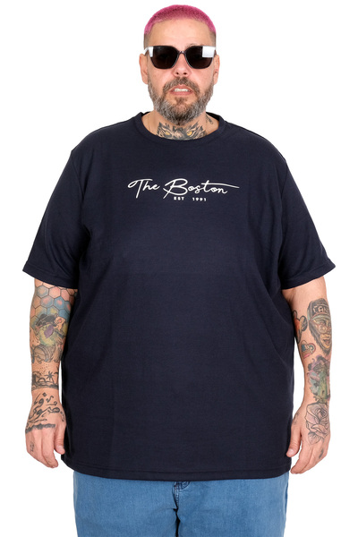 ModeXL Tricou Mode XL Mărime Mare Bıs The Boston Waffle U26000 ALBASTRU ÎNCHIS