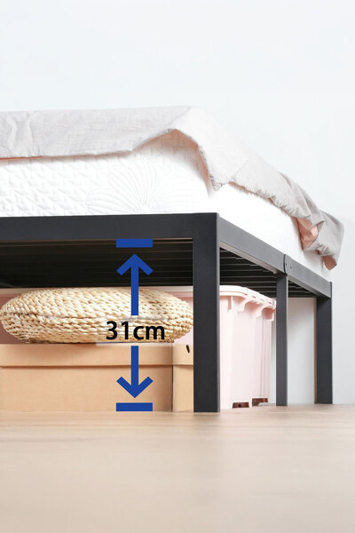 Yanara Metal Bed Frame: Simple, heavy-duty single platform with under-bed storage.