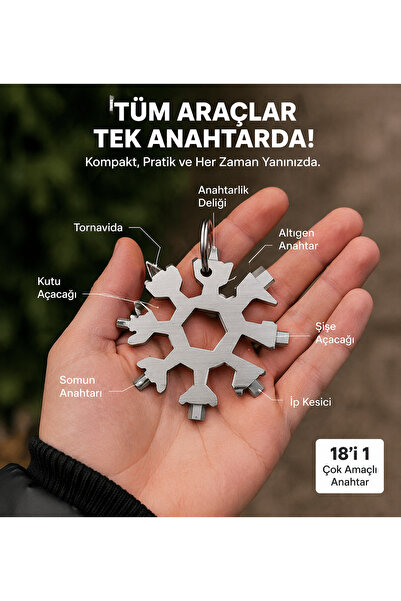 VELLESERAY'S HOME ❄️ 18’i 1 Arada Kar Tanesi Çok Amaçlı Anahtar – Pratik ve T...