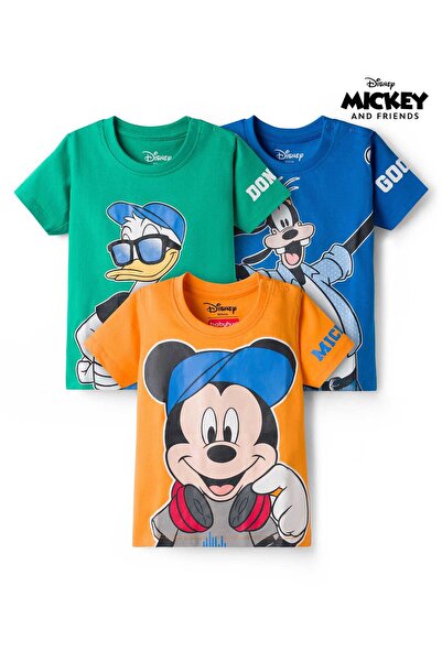 Babyhug Disney قمصان تي شيرت نصف كم من قماش الجيرسي المفرد بتصميم ميكي والأصد...