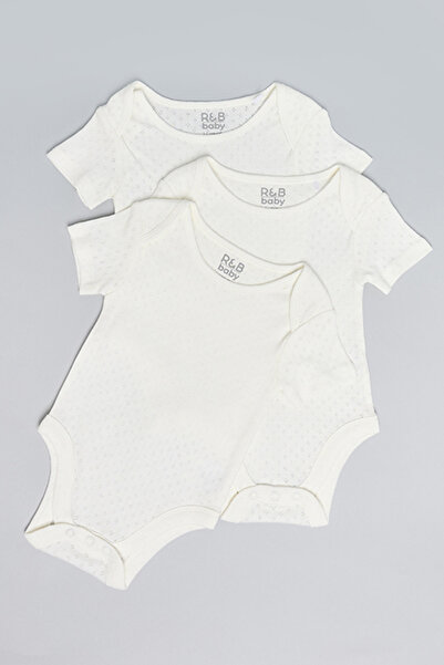 R&B 3 Pack Solid Bodysuits with Short Sleeves