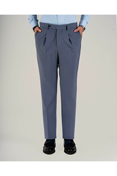 TerziAdemAltun Italian Style Slim Fit Men's Fabric Trousers Indigo T20038-13