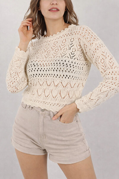 DOQU MILANO Γυναικεία διάτρητη καλοκαιρινή πλεκτή μπλούζα