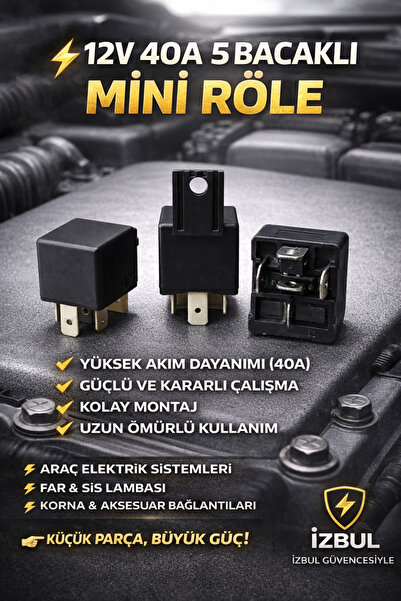 izbul Mini röle 5 Bacaklı 12V 40A Tüm Araçlar için