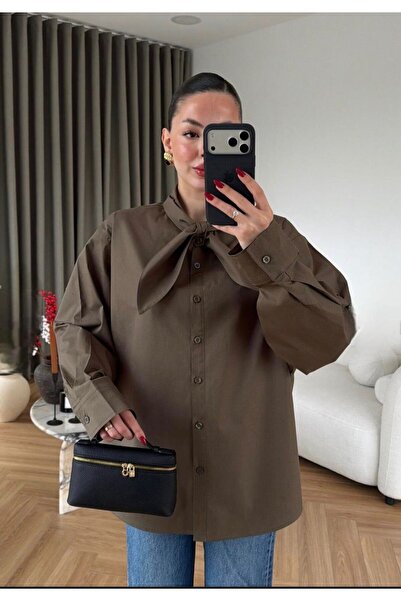 moda paketi Women's Scarf Collar Shirt – Hijab Friendly, Oversized Stylish Bl...