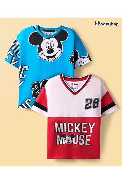 Honeyhap Single Jersey Knit Half Sleeve Drop Shoulder T-Shirt Mickey Mouse & ...