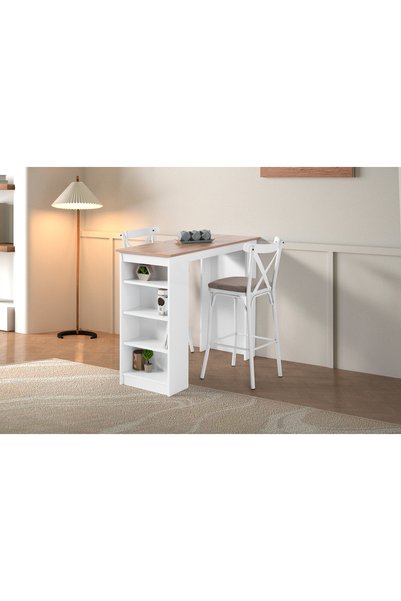 Erz Design Vista Eylül Bar Raflı Mutfak Masa Takımı 50x120
