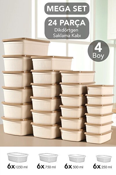 Meleni Home Set of 24 Rectangular Storage Containers - Microwave Safe Food Co...