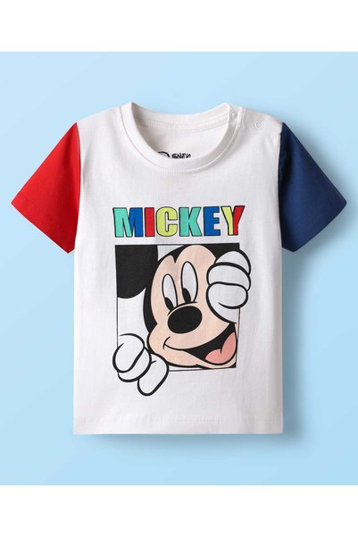 Babyhug Disney Single Jersey Knit Half Sleeves T-Shirt with Mickey Mouse Grap...