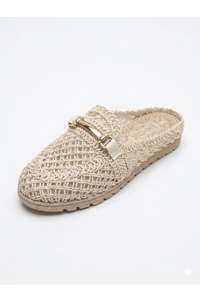 M&R YORGUNER Women's Black Beige Mink Knitted Gold Buckle Detailed Daily Orth...