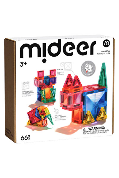Mideer Σετ Μαγνητικών Μίνι Πλακιδίων, Παιχνίδι Κατασκευών με 66 Μικτά Κομμάτια