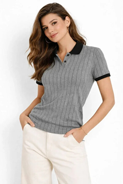 Wear Up Tricou cu guler polo, cu dungi, cu mânecă scurtă, cu nasturi, pentru ...