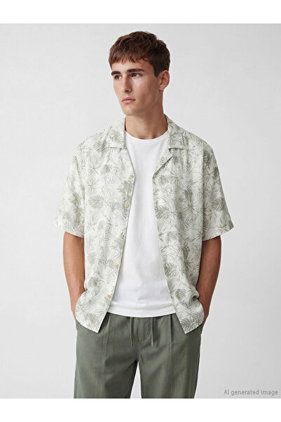 LC Waikiki Green Regular Fit Patterned Viscose Men's Shirt