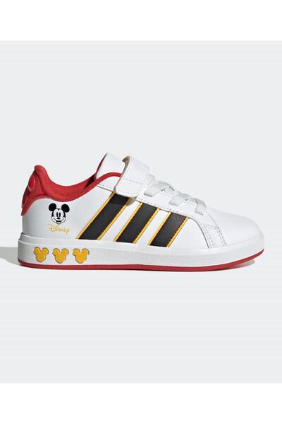 adidas أحذية ديزني ميكي ماوس جراند كورت بإغلاق فيلكرو - أبيض سحابي/أسود أساسي...